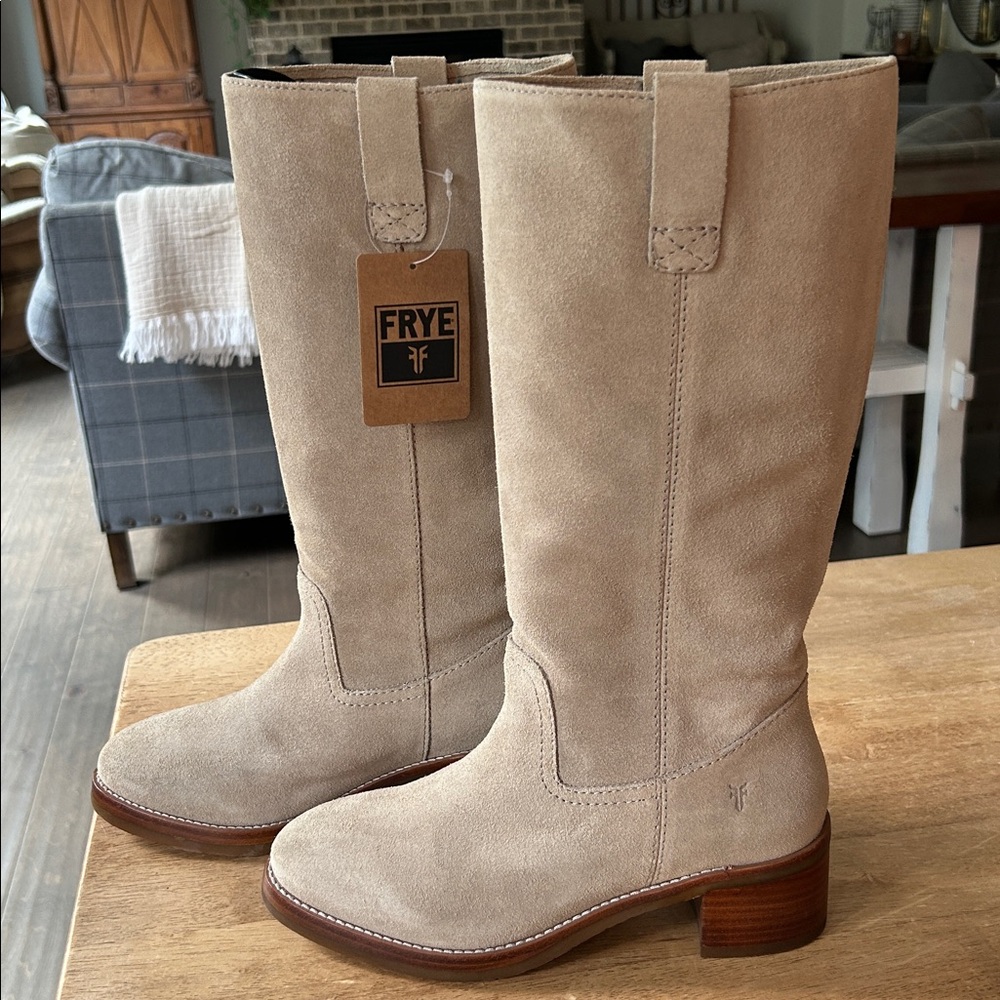 Frye Light Tan Suede Knee-High Boots